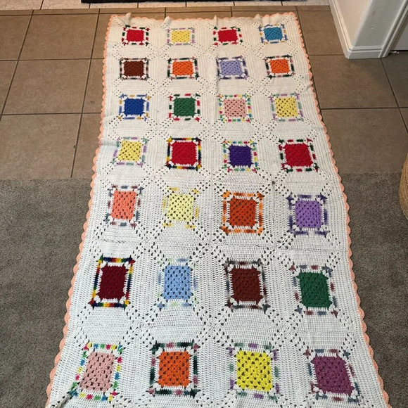 Crochet Blanket 96” X 50" Large Soft Comfy Handmade Crafted Beautiful Colors - Picture 1 of 7
